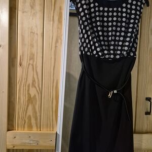 Alyx Black and White Polka Dot Midi Dress